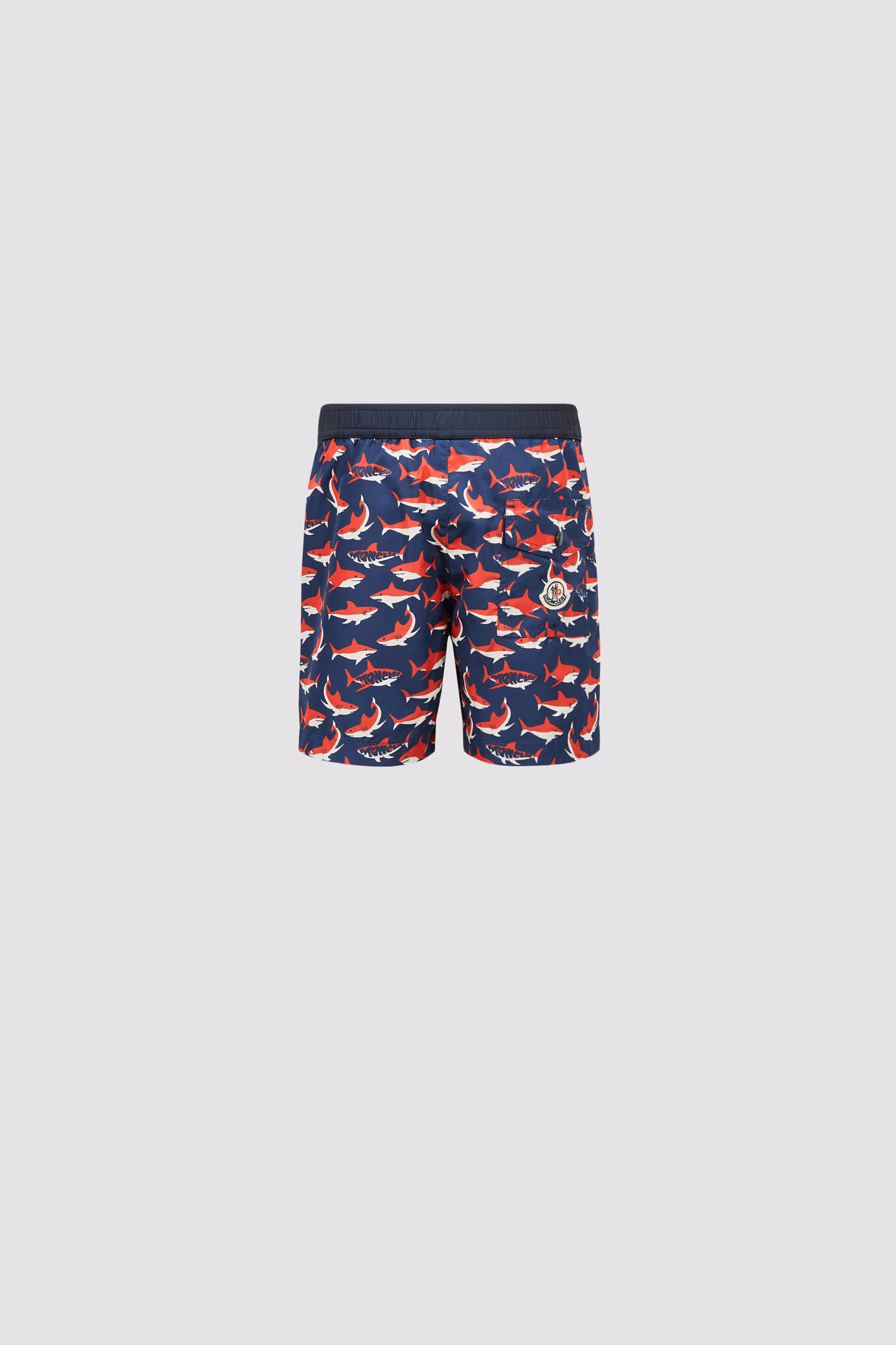 Shark Print Swim Shorts Boy White & Blue & Red Moncler 2